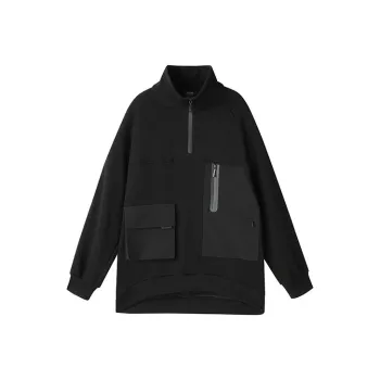 NORVINCY Deconstructed Style Tactical Solid Color Hoodless Sweatshirt Unisex