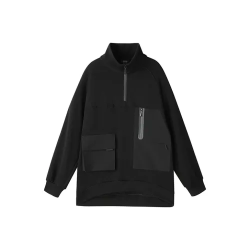 NORVINCY Deconstructed Style Tactical Solid Color Hoodless Sweatshirt Unisex