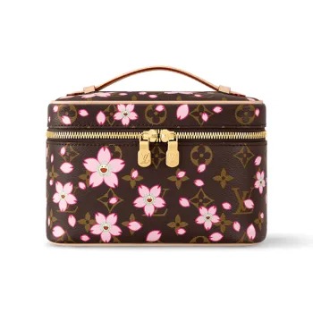 LOUIS VUITTON Takashi Murakami Village Co-Financing Leather Makeup Bag Mini Women's Brown