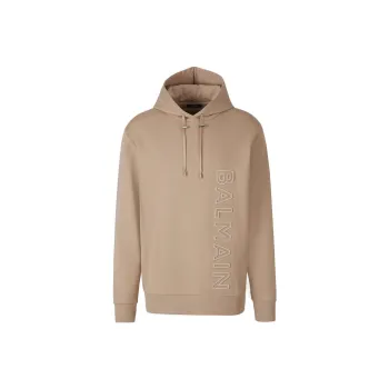BALMAIN Logo Embossed Drawstring Hoodie