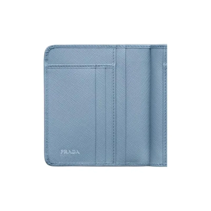 PRADA Saffiano Cow Leather Wallet Women's Light Blue-3