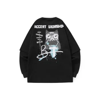 Bt Crew Neck Loose Fit Mock Two Piece Sweatshirt Unisex