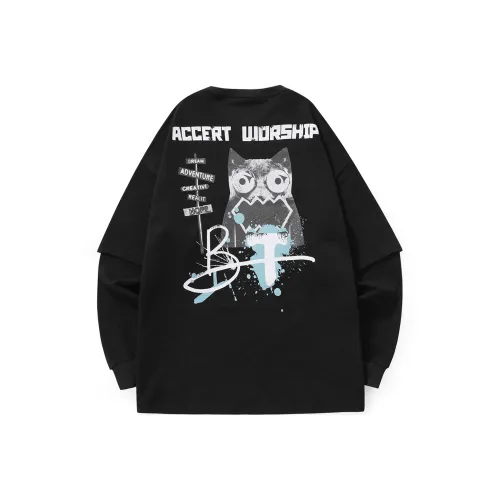 Bt Crew Neck Loose Fit Mock Two Piece Sweatshirt Unisex
