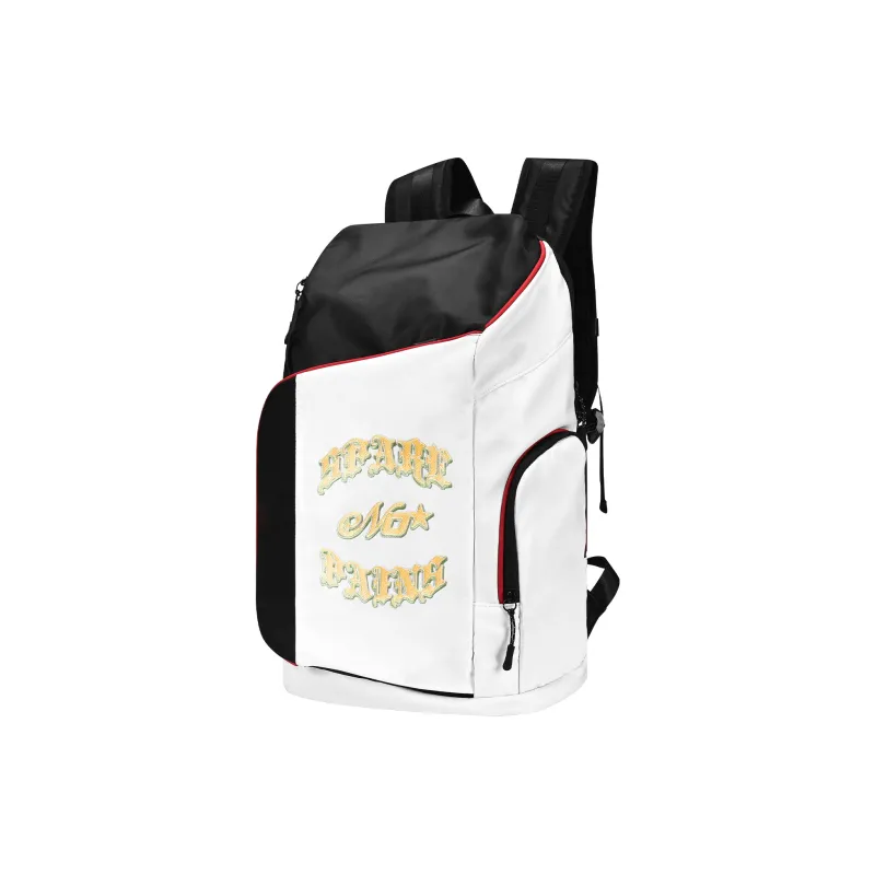 Spare No Pains. Polyester Backpack Training Bag Regular Unisex Black White-4