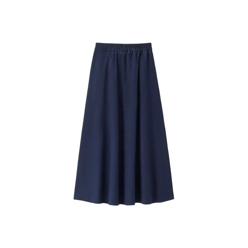 UNIQLO Denim Long Skirt Women's 71 Dark Blue-1