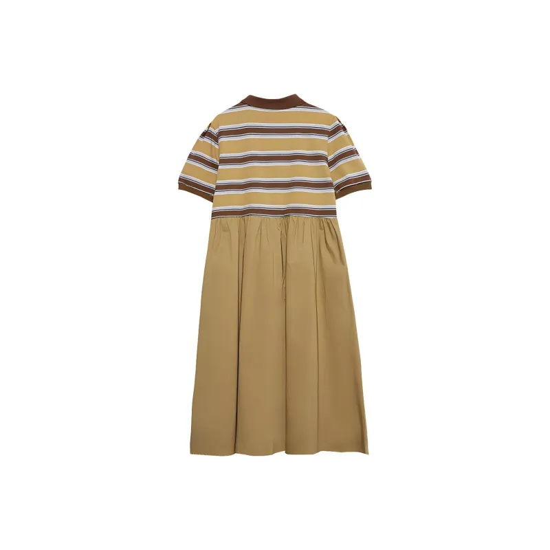 MUGUOGUOMU Short Sleeved Dresses Women's Ginger Yellow-1