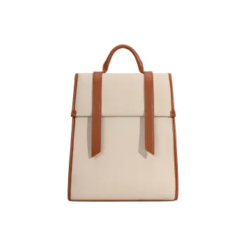 BEMIX PETS Imitation Canvas Fabric, Leather Backpack Women's Ecru