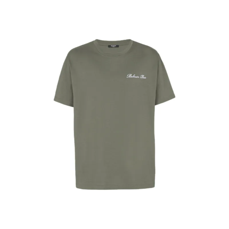 BALMAIN Logo Embroidered Crewneck T Shirt-0
