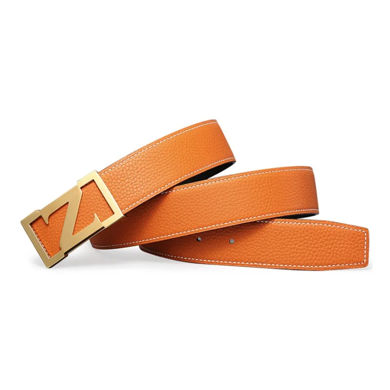V.V.Brown Top Grain Cow Leather, Cow Leather, Stainless Steel, Genuine Leather Belt Men's 3.8cm-16