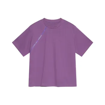 Voguo Relay Crew Neck Short Sleeved T Shirts Unisex Purple