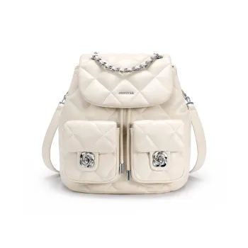 JUST STAR Synthetic Leather Carry Backpack Regular Women's Black White Pink