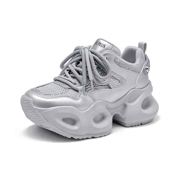 FIVE PLUS Cushioning Lightweight Height Increasing Low Top Chunky Sneakers Women's-1