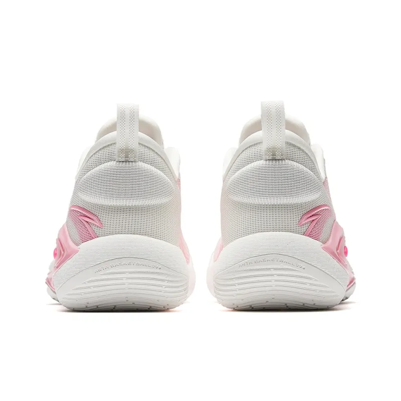 Anta Cushioning Slip Resistant Low Top Basketball Shoes Men's White Pink-4