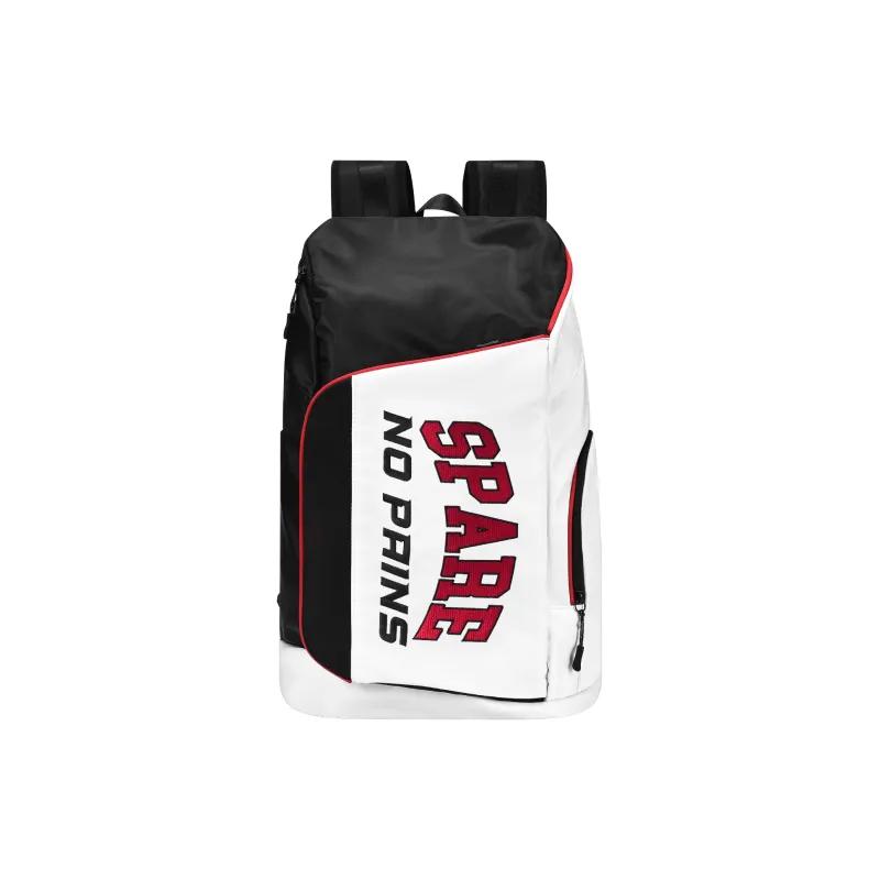 Spare No Pains. Polyester Backpack Training Bag Regular Unisex White Black-0