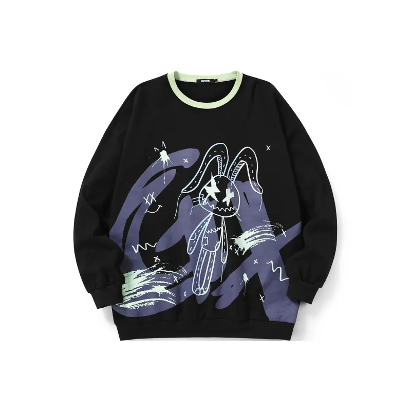GENANX Crew Neck Loose Fit Regular Sweatshirt Unisex Black-0