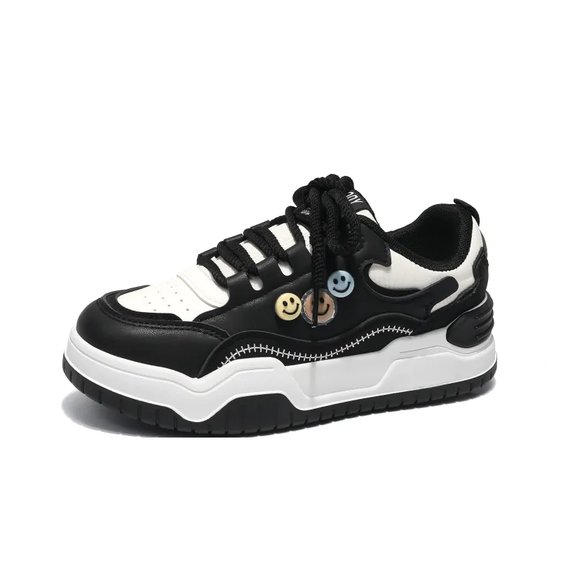 Dawei's House Slip Resistant Cushioning Low Top Skateboard Shoes Women's Black-1