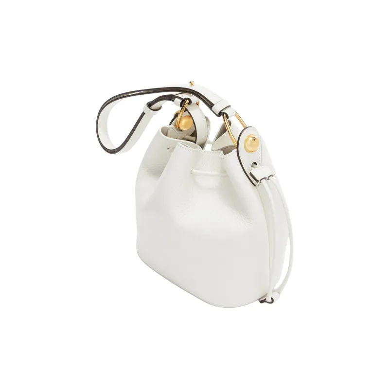 Furla Grain Calfskin With Soft Calfskin Bucket Bags Shoulder Bags Mini Women's White-2