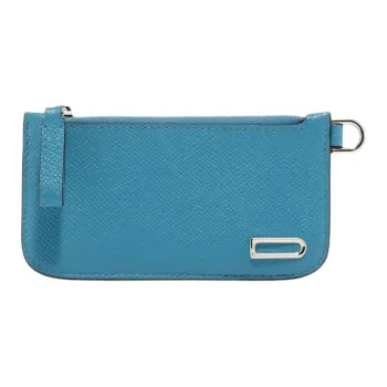 Delvau Alpina Calf Grain Calfskin Card Holder Women's Blue