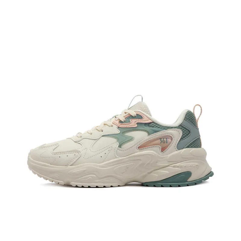 361° Cushioning, Wear Resistant Low Top Casual Shoes Women's Beige Green-0