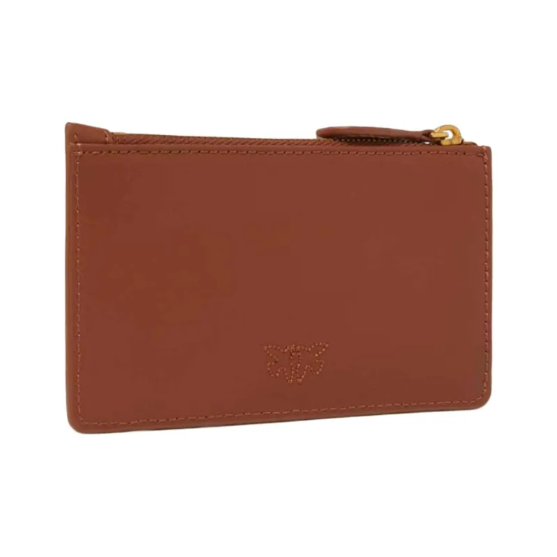 PINKO Leather Card Holder Women's Brown-1