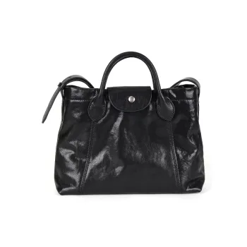 YOCAMU Top Grain Cow Leather Handbag Small Size Women's Black/Coffee