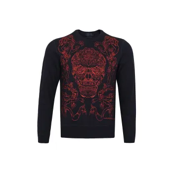 Alexander McQueen Sweatshirts Men Black Red