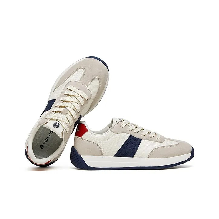 HANG TEN Classic Vintage Anti Slip And Wear Resistant Lightweight Rebound Low Top Casual Shoes Men's Beige Blue-2
