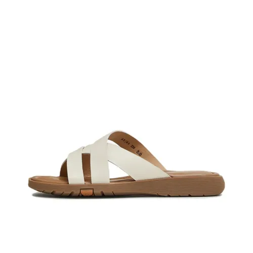 BATA Rubber Sole Slip Resistant Slide Slippers Women's Beige