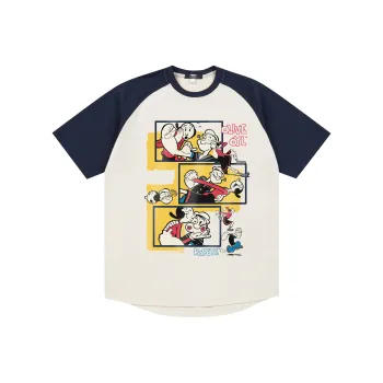 POPEYE Raglan Sleeve Loose Fit Casual Crew Neck Short-Sleeved T-Shirts Unisex