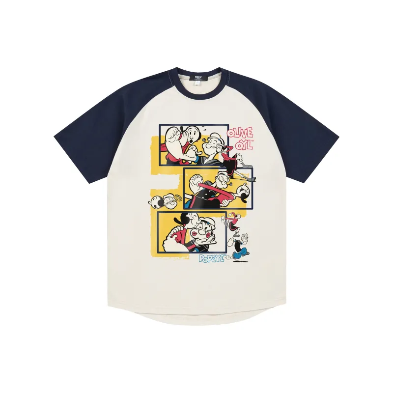 POPEYE Raglan Sleeve Loose Fit Casual Crew Neck Short Sleeved T Shirts Unisex-0