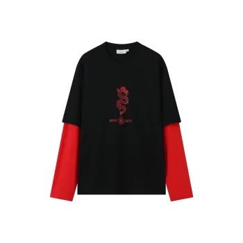 WULISHAONIAN T Shirt Unisex Punk Black Red