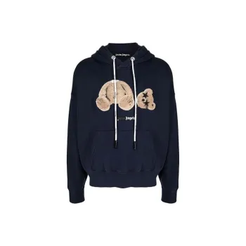 PALM ANGELS Bear Print Sprayed Logo Hoodie 