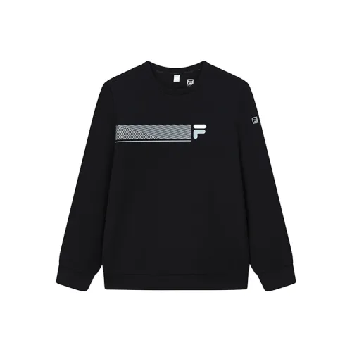 FILA Athletics Crew Neck Sweatshirt Spring Autumn And Winter Men's Pitch Black