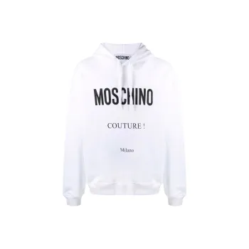 MOSCHINO Logo Printed Straight Hem Drawstring Hoodie