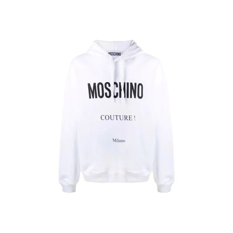 MOSCHINO Logo Printed Straight Hem Drawstring Hoodie-0
