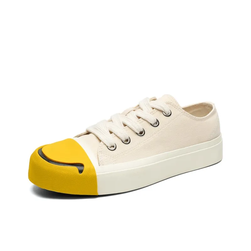 OUBT Niche Hip Hop Open Ended Smile Slip Resistant, Abrasion Resistant, Breathable Low Top Canvas Shoes Men's-9