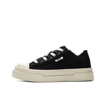 OUBT Color Block Double Shoelace Design Breathable And Slip Resistant Low Top Canvas Shoes Unisex Black