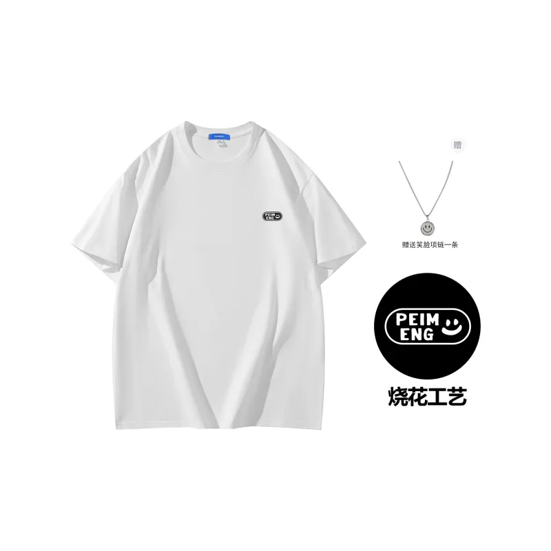 PEIMENG Short Sleeved T Shirts Unisex Comes With Necklace-0