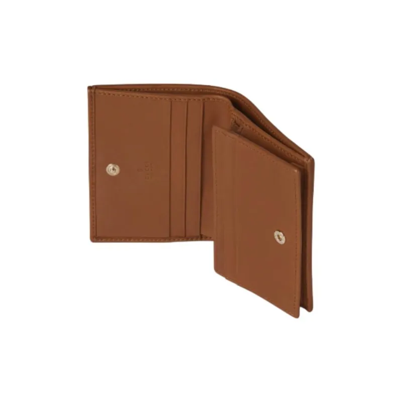 GUCCI Horsebit 1955 Canvas Card Holder Women's Beige & Dark Brown-4