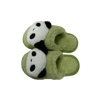 Gentle Welcome Kids' Cotton Shoes Indoor Slip Resistant Fleece Lined Platform Cute Panda Cotton Slipper
