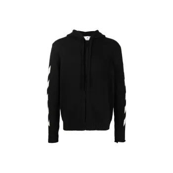 OFF WHITE Diagonal Knit Zip Hoodie