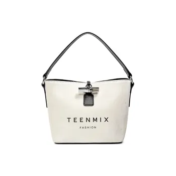 Teenmix Synthetic Leather Bucket Bags Shoulder Bags Handbags Women's Ecru & Black/Beige & Brown