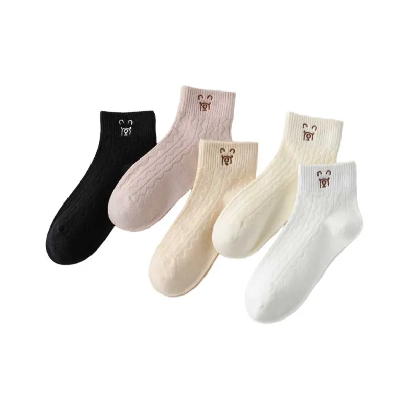 MIIOW Mid Calf Socks Women's 5 Pack-0