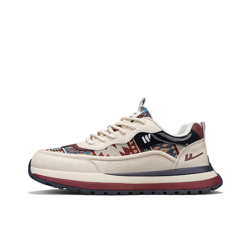 Warrior Anti Slip And Wear Resistant Height Increasing Low Top Casual Shoes Men's Beige Blue Red-0