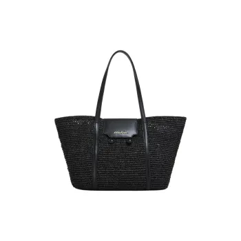 MARNI Trunkaroo Paper With Calfskin Tote Bag, Shopping Bag, Handbag, Shoulder Bag Medium Size Women's Black