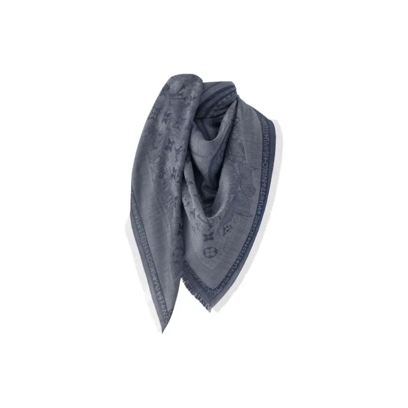 LOUIS VUITTON Sheep Wool Shawls Women's Blue-1