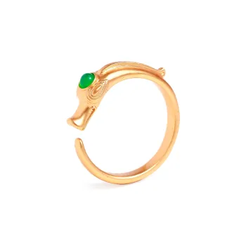 Artisan Lock Heart Jade Chalcedony Rings Unisex