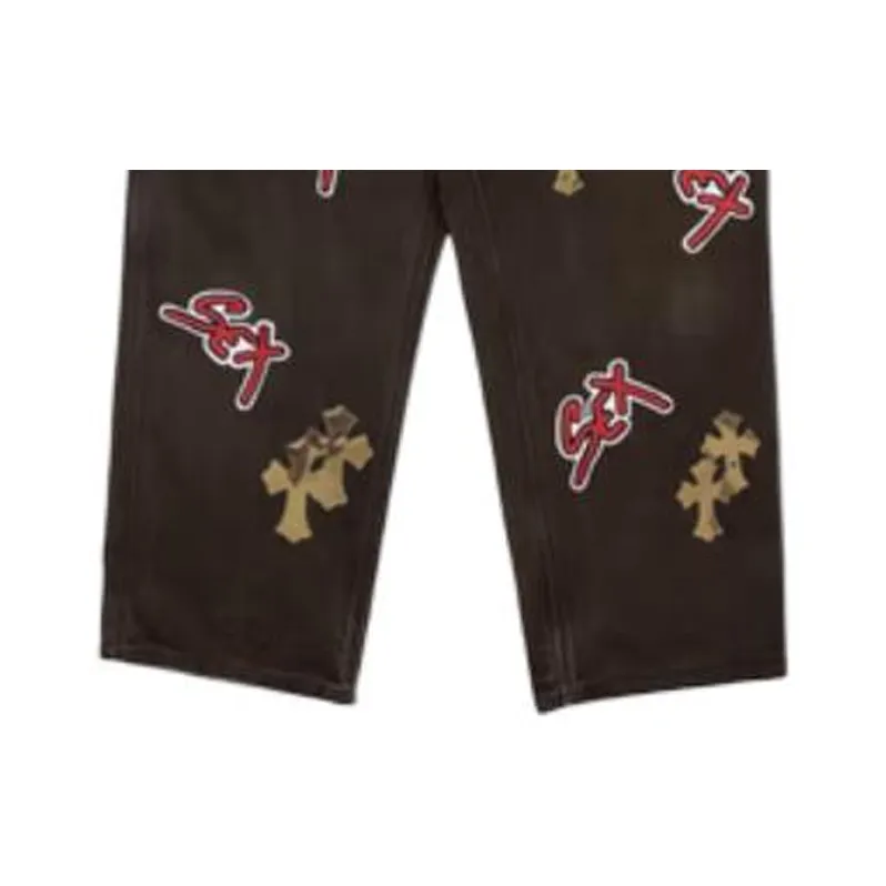 Chrome Hearts Jeans Unisex Dark Brown-3