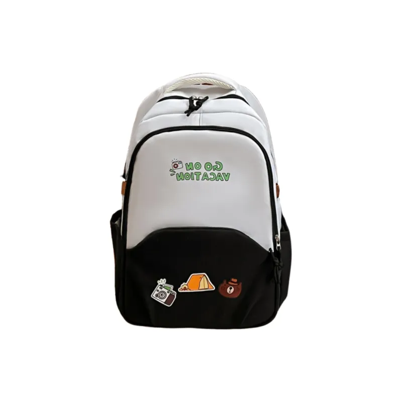 KAMLUI Nylon Backpack Unisex Black/Pink/Chocolate/Light Green-0