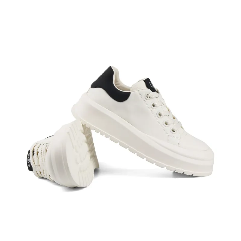 Daying Breathable Height Increase Low Top Casual Shoes Men's White Black-3